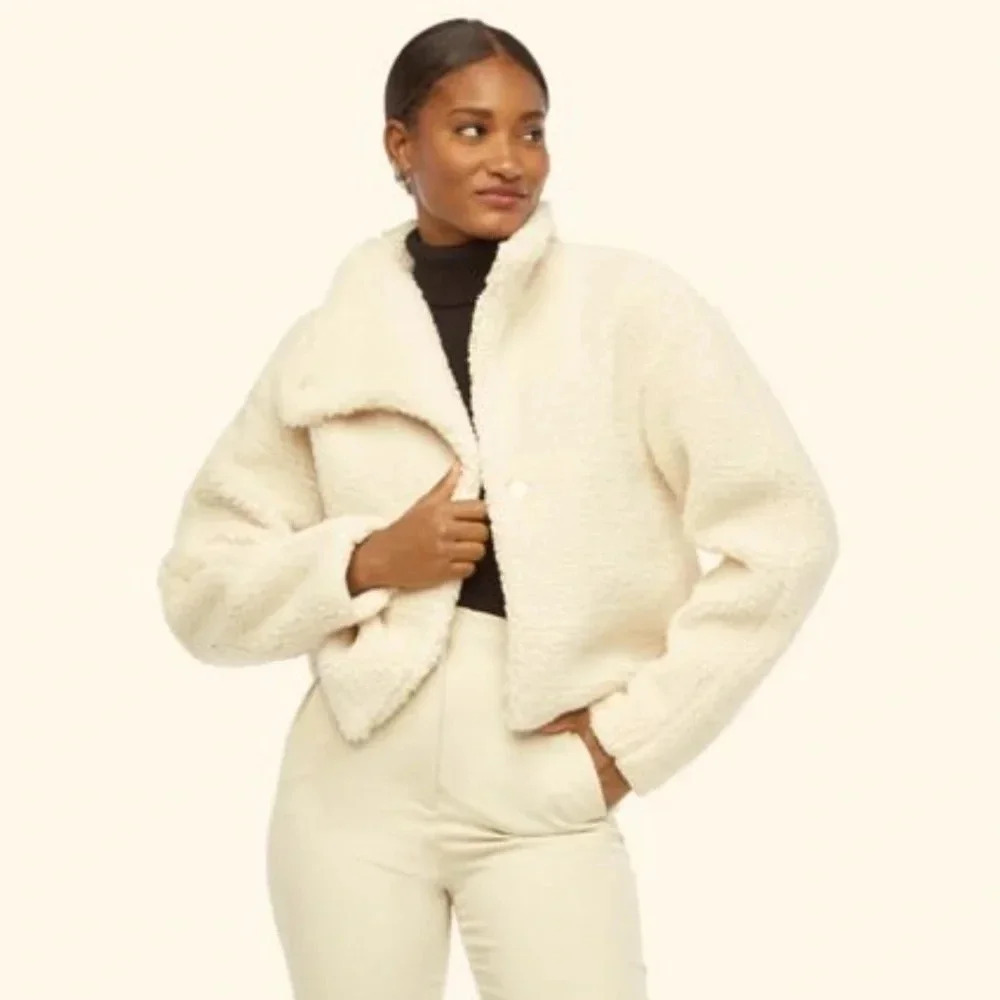 Just Fab faux shearling wrap jacket new with the tag bone white XXL